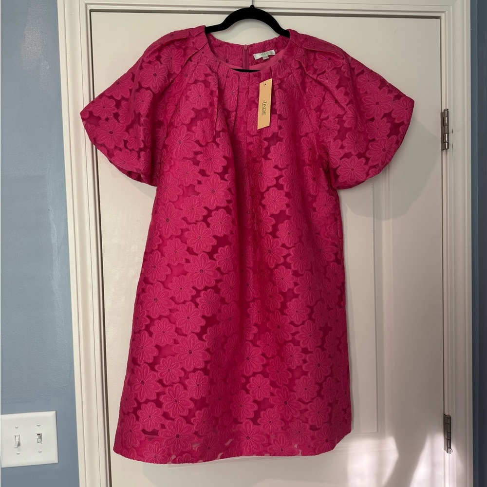 Jade Bright Pink Floral Eyelet Dress